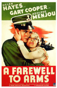 Locandina originale del film "Addio alle armi" (A Farewell to Arms) di Frank Borzage. Con Gary Cooper, Helen Hayes, Adolphe Menjou. Produzione USA 1932