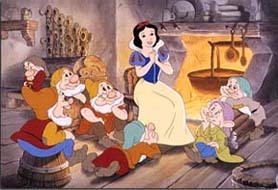Biancanevi con i sette nani dal cartone animato di Walt Disney