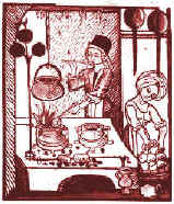 Scena di una cucina medievale